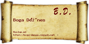 Boga Dénes névjegykártya
